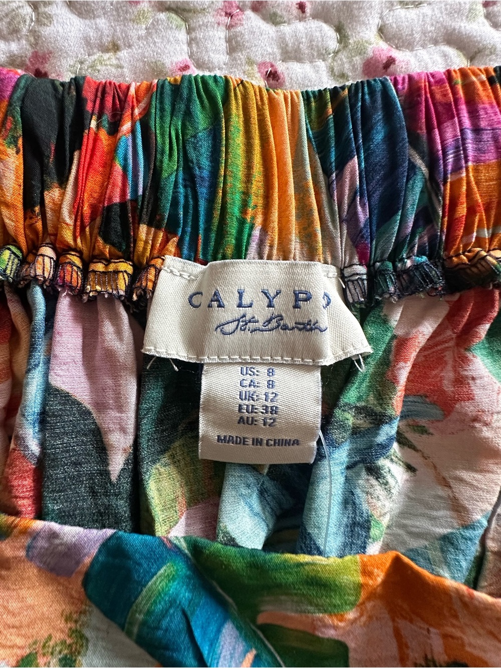 Calypso St. Barth Girls Tropical Print Sundress in Green, Pink, Yellow, Blue - Picture 4 of 4